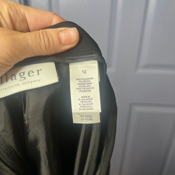 Villager Liz Claiborne Black Maxi Polyester Aline Straight Skirt Size 12 Office - Picture 3 of 9